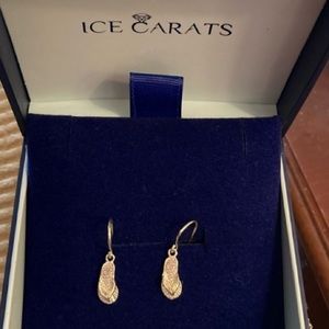 Ice Carats Sterling Silver Flip Flop Drop Pierced Earrings